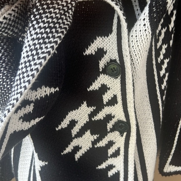 Calvin Klein Houndstooth Black White Oversized Open Front Cardigan Duster Coat S - Picture 10 of 10